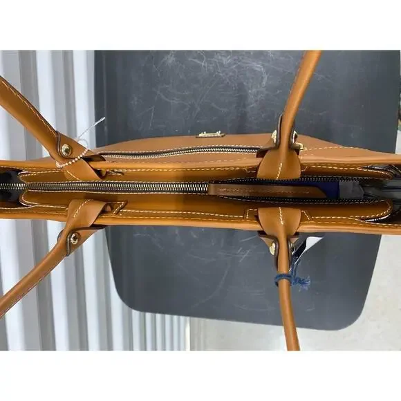 Dooney & Bourke Beacon Vachetta Leather Zip Tote TAN BROWN NWTS PURSE GORGEOUS - Picture 6 of 9